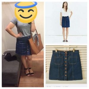 NWT Madewell denim button front skirt 31